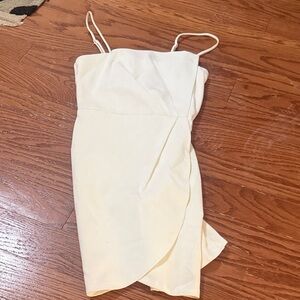 Lulu's Cream Mini Wrap Dress